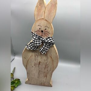 Wooden hand carved and hand painted bunny decor